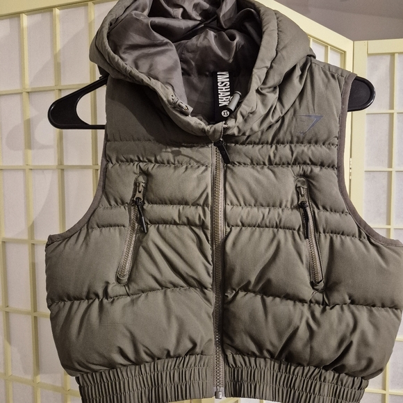 Gymshark Womens Army Green Cropped Puffer Vest XS - Picture 4 of 10